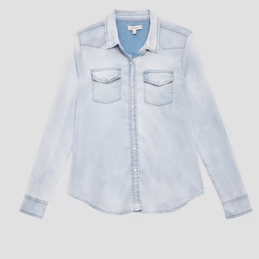 GUESS Eco Riley Denim Tencel Chambray Shirt Size M